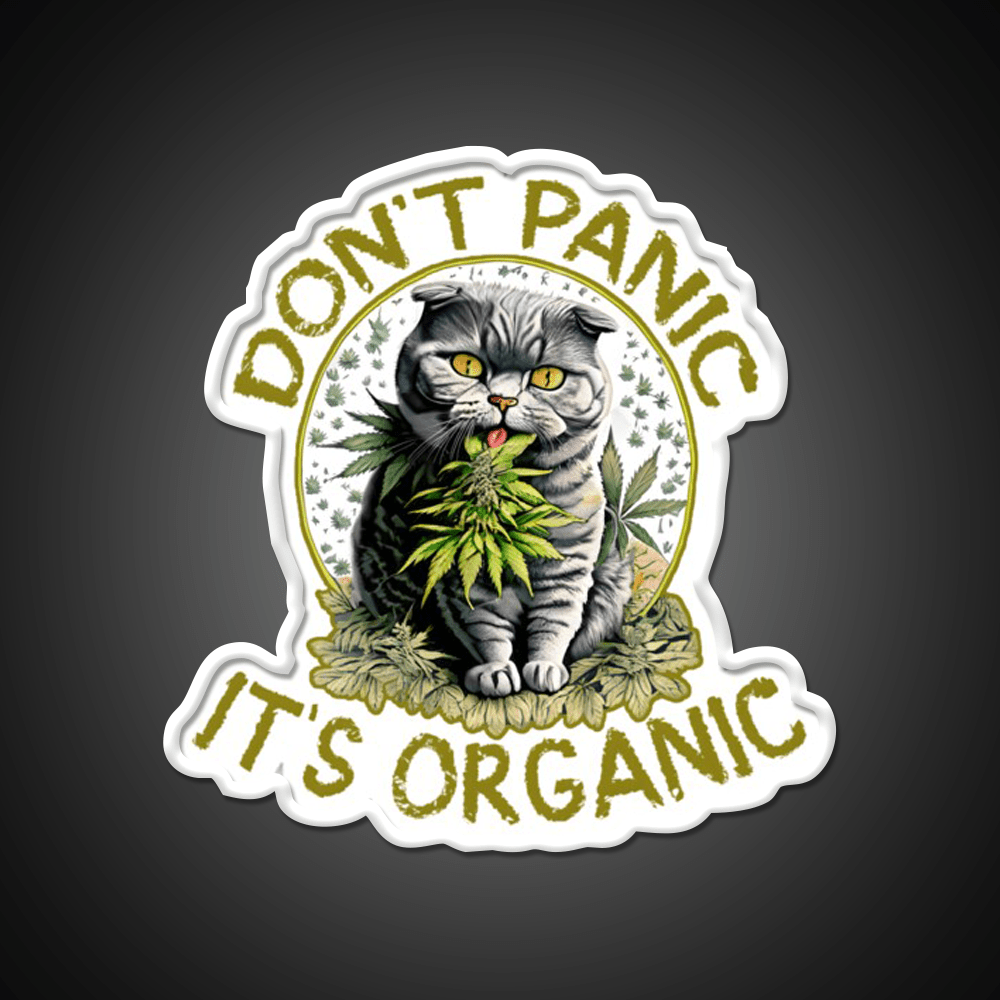 Dont Panic Its Organic Cat Hemp Inspired Green Leaf Led Neon Sign Rgb Color - Shineneon