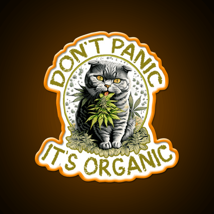 Dont Panic Its Organic Cat Hemp Inspired Green Leaf Led Neon Sign Rgb Color - Shineneon