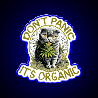 Dont Panic Its Organic Cat Hemp Inspired Green Leaf Led Neon Sign Rgb Color - Shineneon