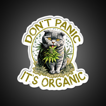 Dont Panic Its Organic Cat Hemp Inspired Green Leaf Led Neon Sign Rgb Color