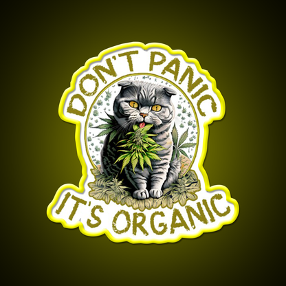 Dont Panic Its Organic Cat Hemp Inspired Green Leaf Led Neon Sign Rgb Color