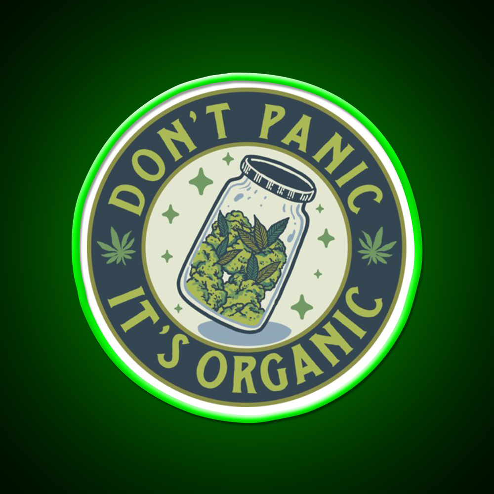 Dont Panic Its Organic Green Leaf Led Neon Sign 420 Neon Decor Rgb Color