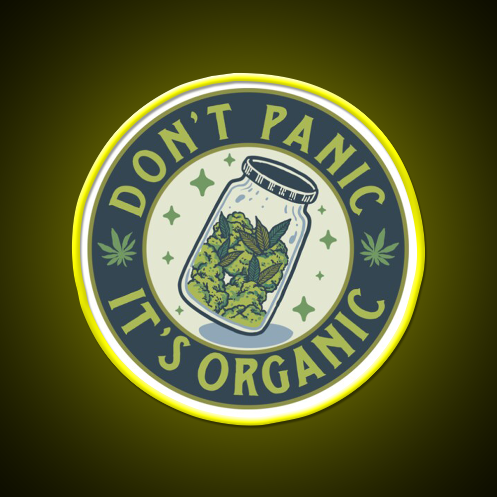 Dont Panic Its Organic Green Leaf Led Neon Sign 420 Neon Decor Rgb Color