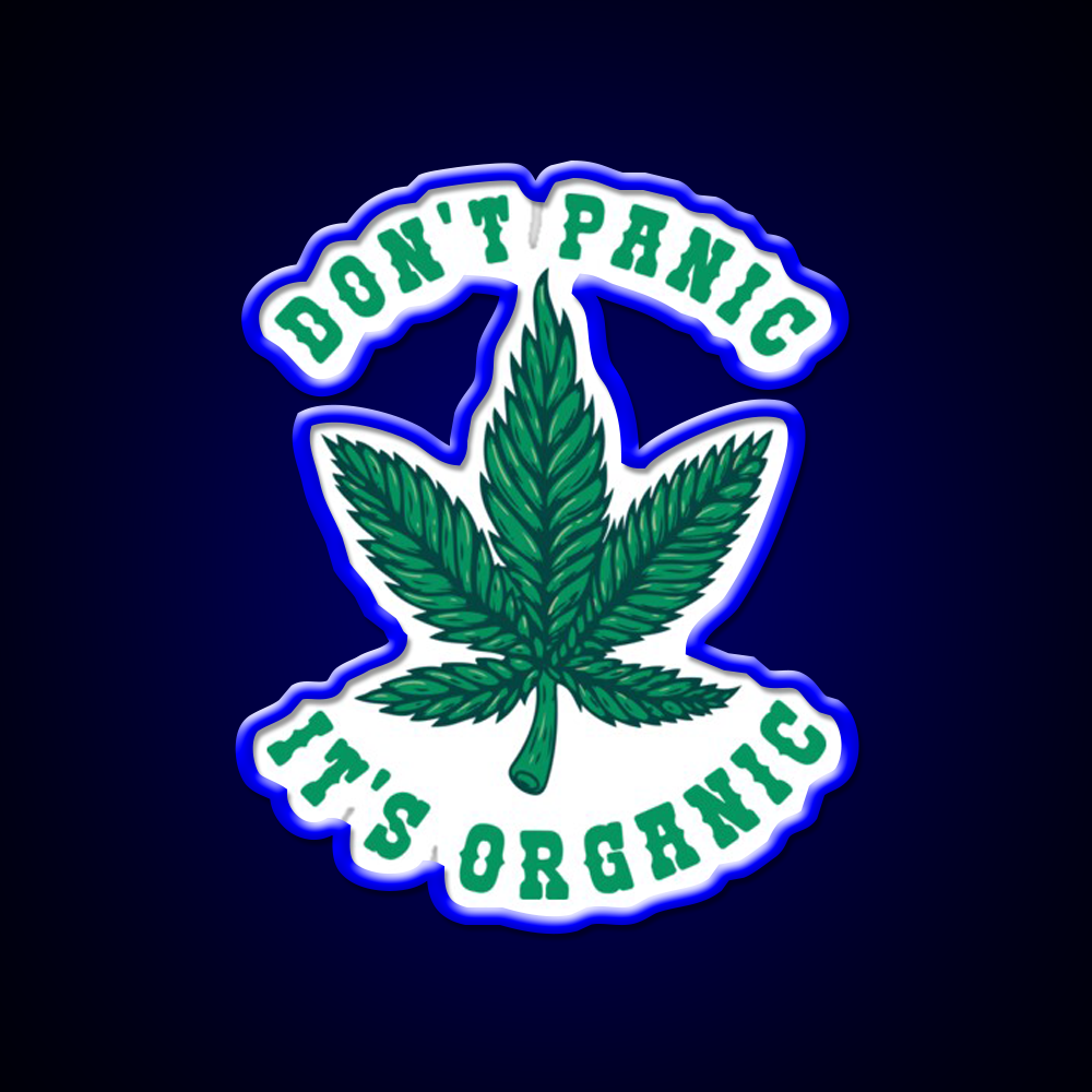 Dont Panic Its Organic Hemp Inspired Green Leaf Led Neon Sign Rgb Color