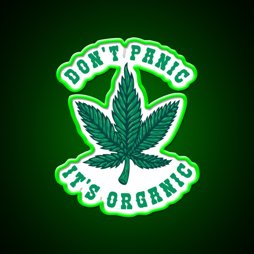 Dont Panic Its Organic Hemp Inspired Green Leaf Led Neon Sign Rgb Color