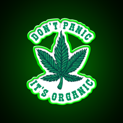 Dont Panic Its Organic Hemp Inspired Green Leaf Led Neon Sign Rgb Color