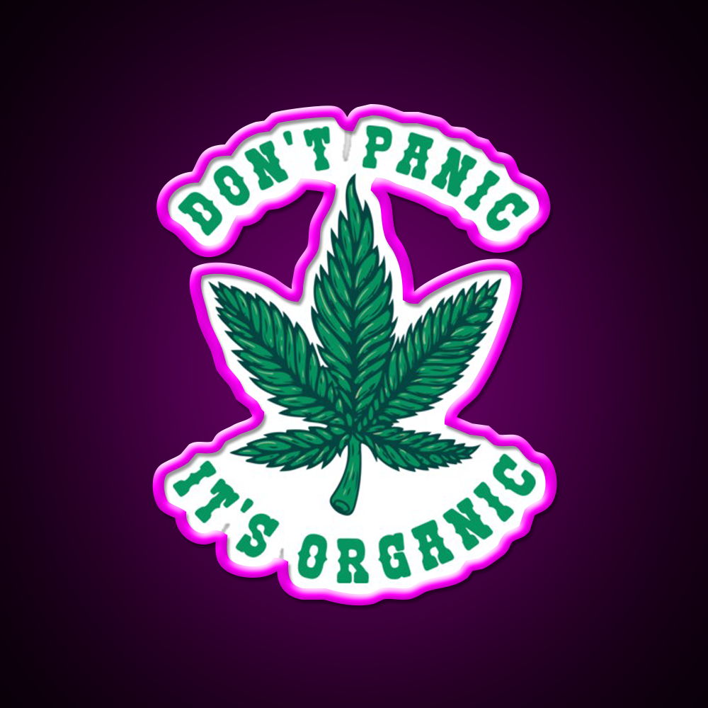 Dont Panic Its Organic Hemp Inspired Green Leaf Led Neon Sign Rgb Color
