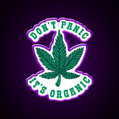 Dont Panic Its Organic Hemp Inspired Green Leaf Led Neon Sign Rgb Color