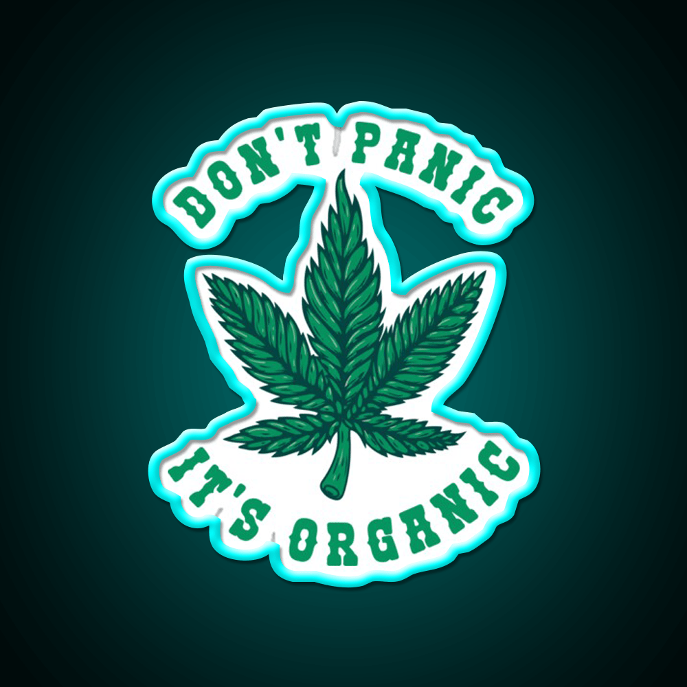 Dont Panic Its Organic Hemp Inspired Green Leaf Led Neon Sign Rgb Color - Shineneon