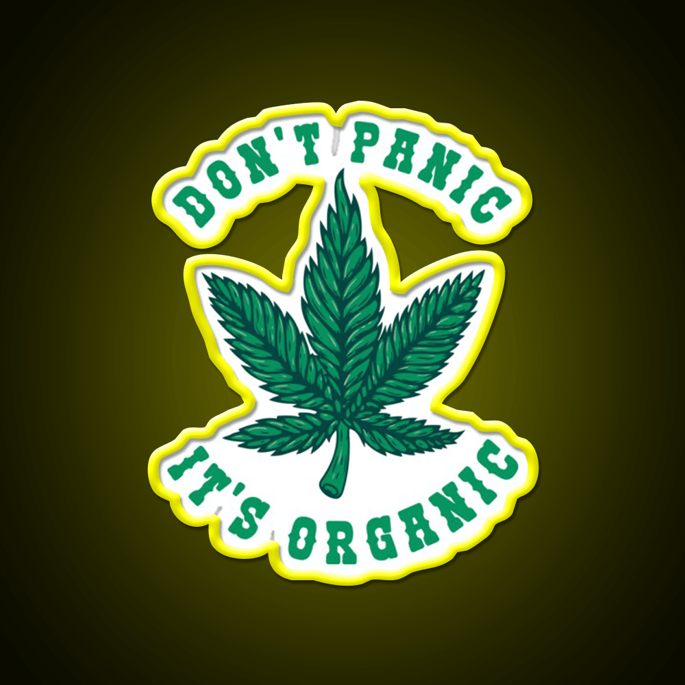 Dont Panic Its Organic Hemp Inspired Green Leaf Led Neon Sign Rgb Color - Shineneon
