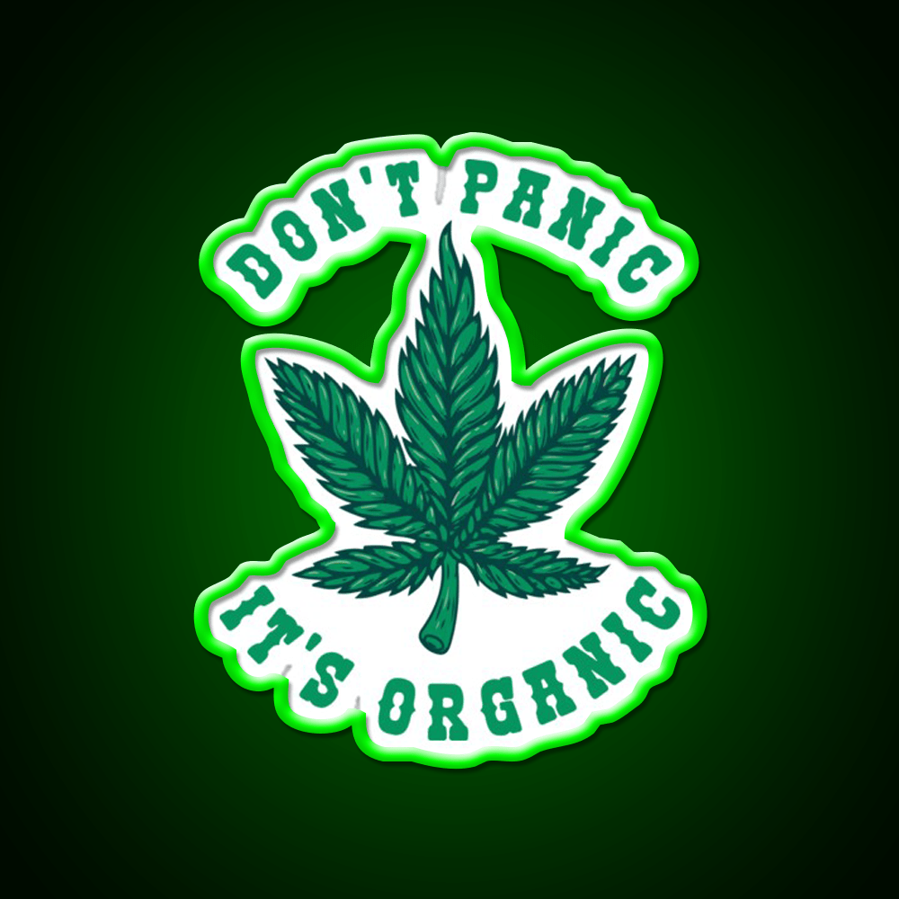 Dont Panic Its Organic Hemp Inspired Green Leaf Led Neon Sign Rgb Color - Shineneon