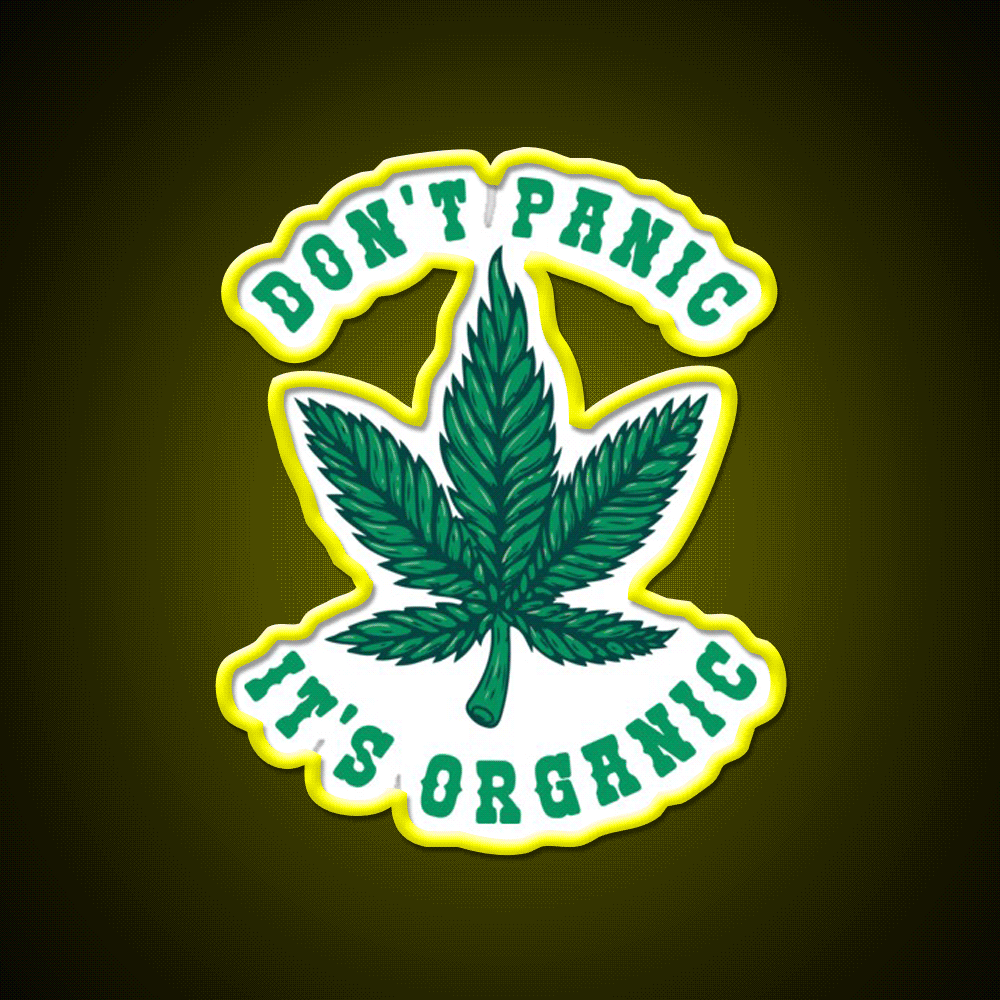 Dont Panic Its Organic Hemp Inspired Green Leaf Led Neon Sign Rgb Color