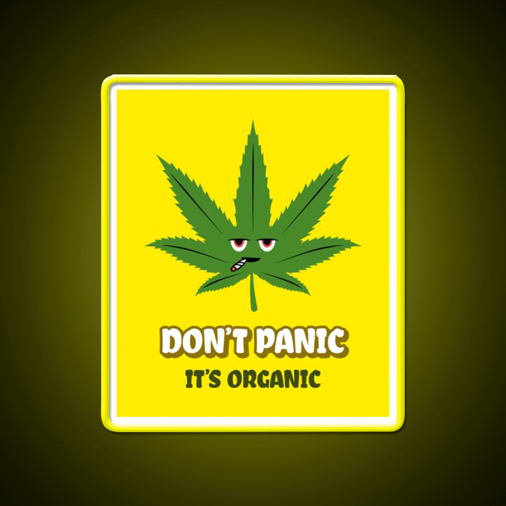 Dont Panic Its Organic I Organic Leaves Green Leaf Led Neon Sign Rgb Color