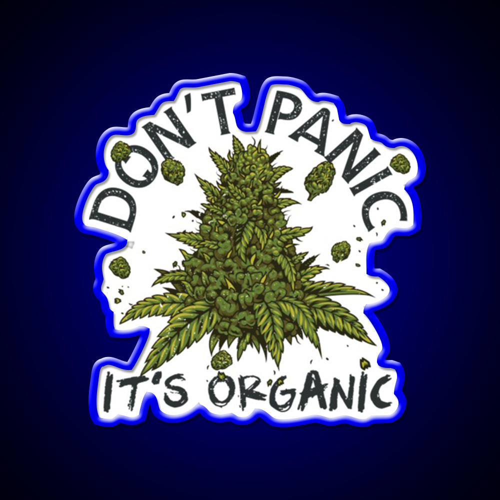 Dont Panic Its Organic Organic Hemp Inspired Green Leaf Led Neon Sign Rgb Color