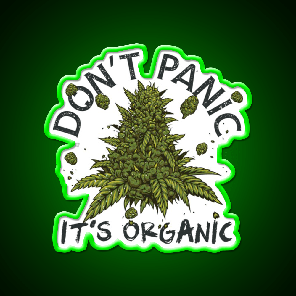 Dont Panic Its Organic Organic Hemp Inspired Green Leaf Led Neon Sign Rgb Color - Shineneon