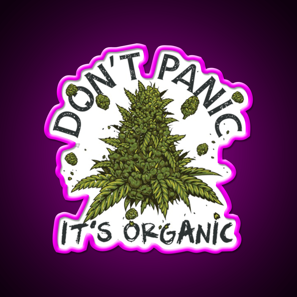 Dont Panic Its Organic Organic Hemp Inspired Green Leaf Led Neon Sign Rgb Color - Shineneon