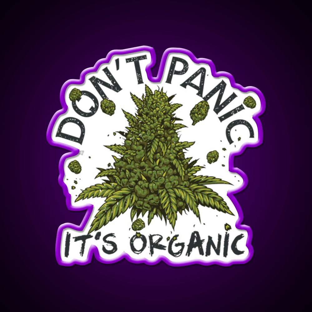 Dont Panic Its Organic Organic Hemp Inspired Green Leaf Led Neon Sign Rgb Color - Shineneon