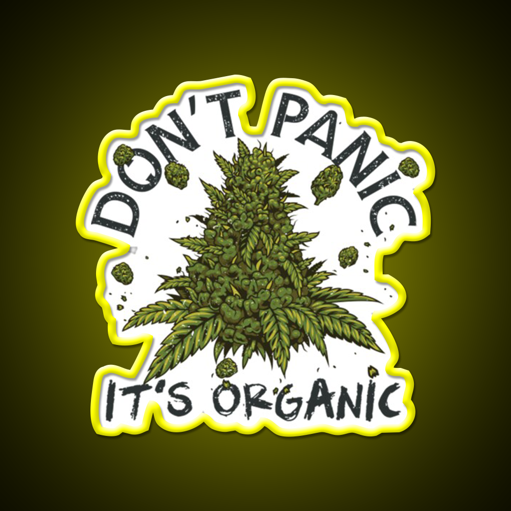 Dont Panic Its Organic Organic Hemp Inspired Green Leaf Led Neon Sign Rgb Color