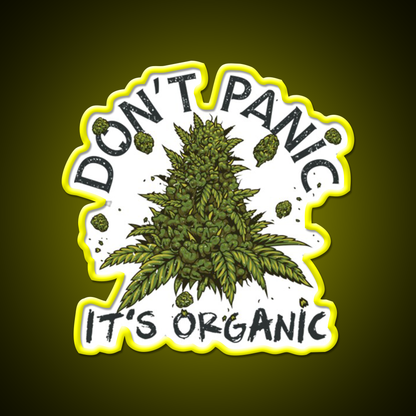 Dont Panic Its Organic Organic Hemp Inspired Green Leaf Led Neon Sign Rgb Color