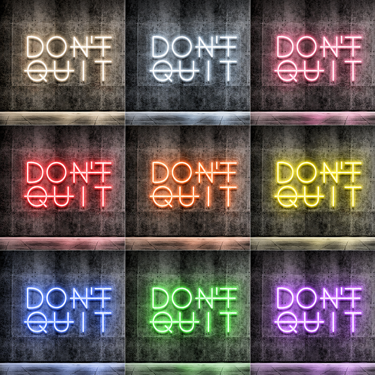 Don't Quit LED Neon Sign Wall Neon Sign - 05 Color Grid