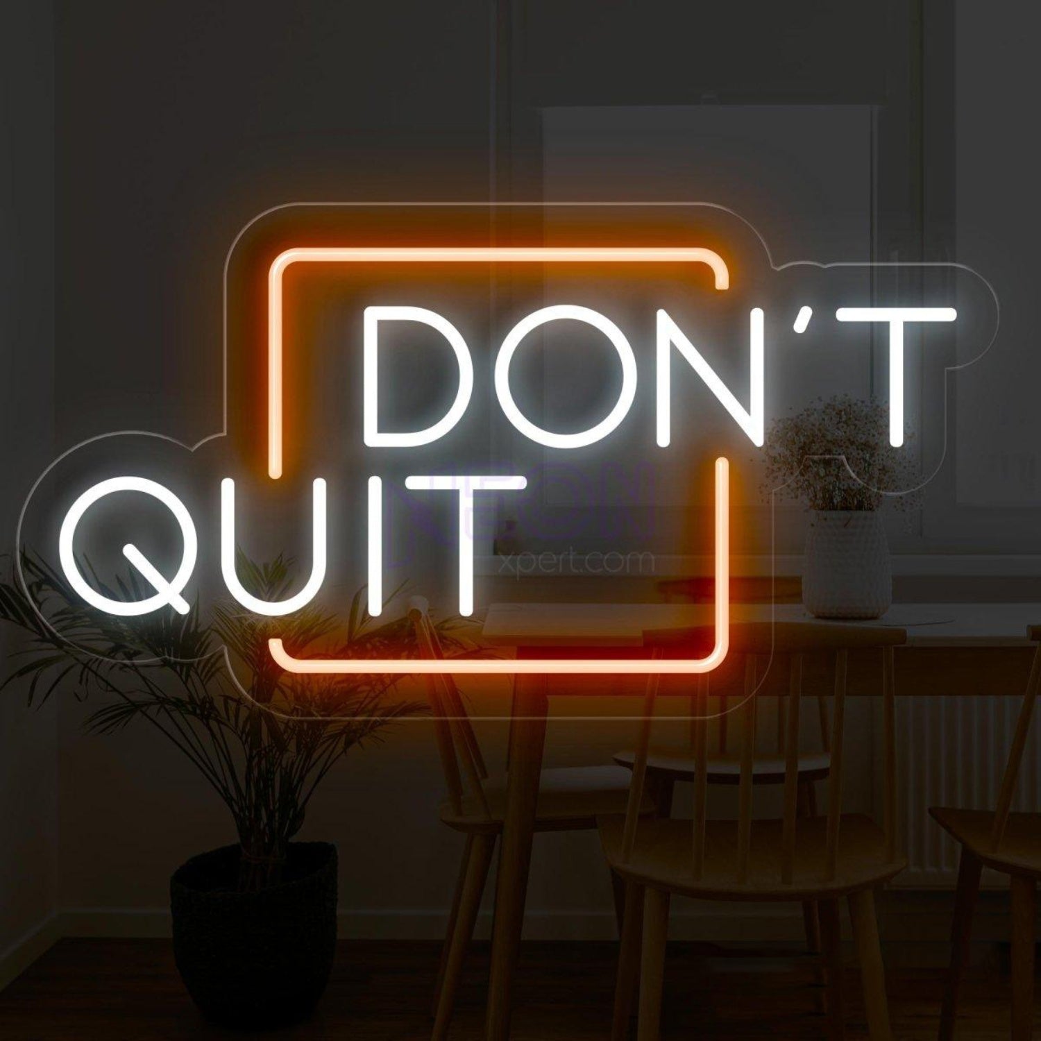 Dont Quit Red Frame White Text Led Neon Sign For Home Gym Office Decor | Shineneon