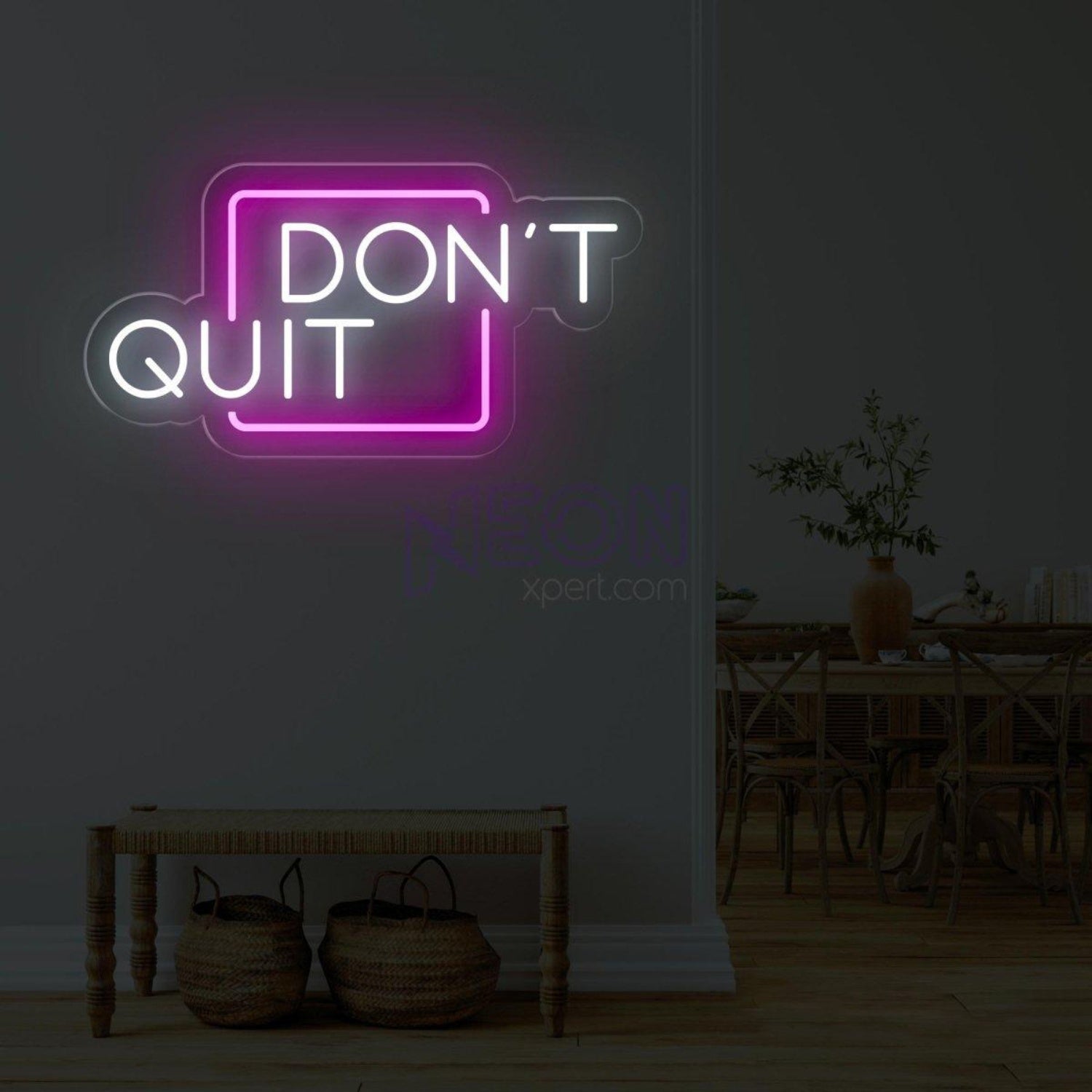 Dont Quit Red Frame White Text Led Neon Sign For Home Gym Office Decor | Shineneon