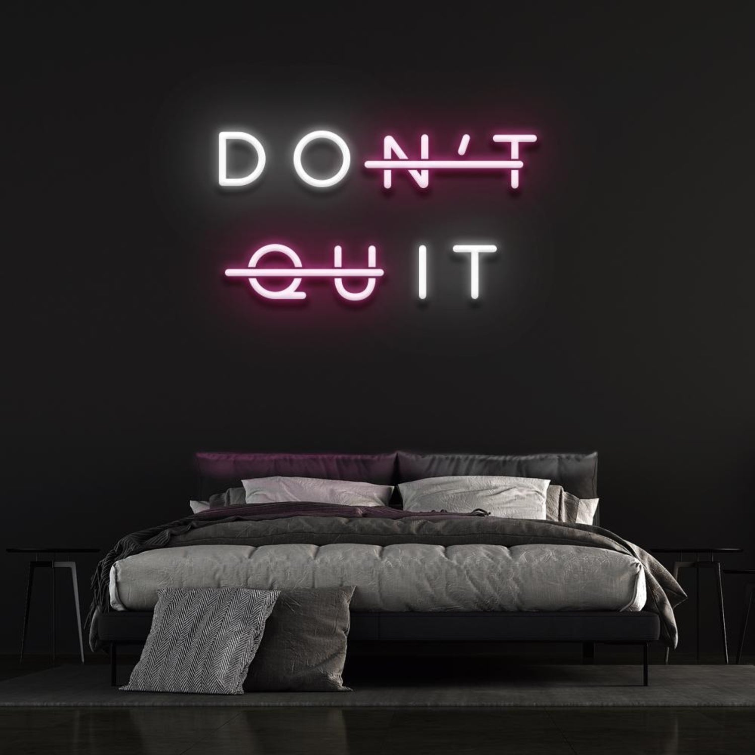 Dont Quit White And Pink Text Led Neon Sign For Bedroom Wall Decor | Shineneon