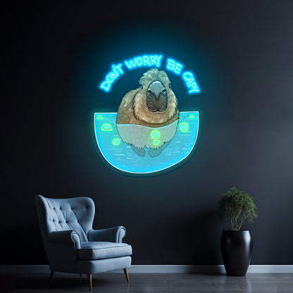 Dont Worry Be Capy Capybara Funny Animal Led Neon Signs