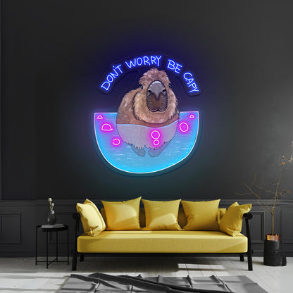 Dont Worry Be Capy Capybara Funny Animal Led Neon Signs