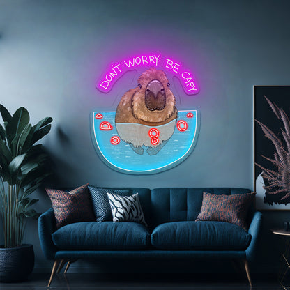 Dont Worry Be Capy Capybara Funny Animal Led Neon Signs