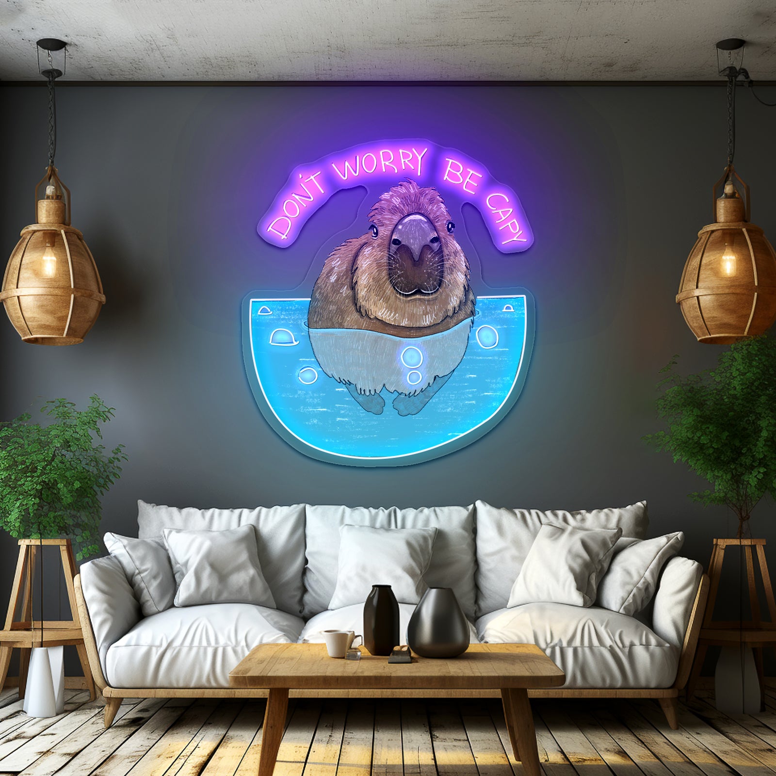 Dont Worry Be Capy Capybara Funny Animal Led Neon Signs