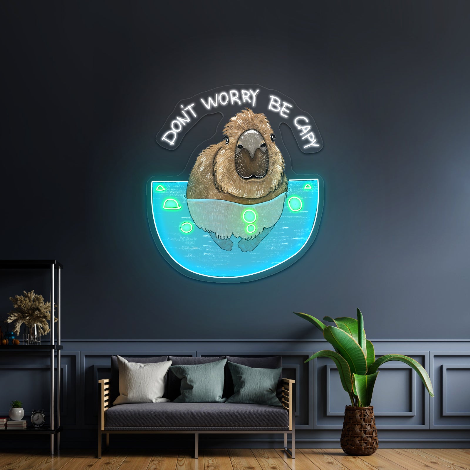 Dont Worry Be Capy Capybara Funny Animal Led Neon Signs