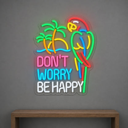 Dont Worry Be Happy LED Neon Sign Garage Neon Sign size image