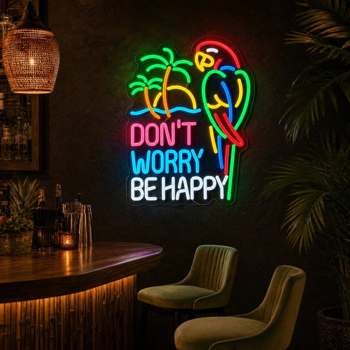 Dont Worry Be Happy LED Neon Sign Garage Neon Sign - Shineneon