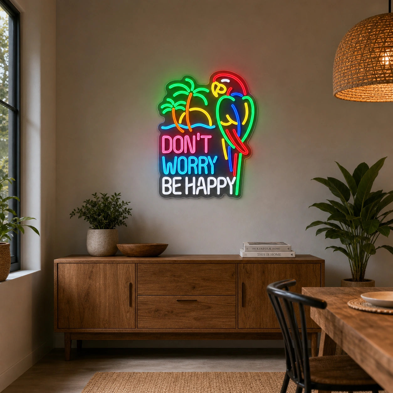 Dont Worry Be Happy LED Neon Sign Home Bar Wall Decoration size image