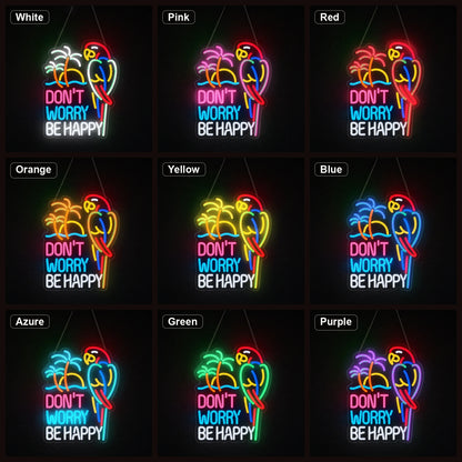 Dont Worry Be Happy LED Neon Sign Home Bar Wall Decoration color grid