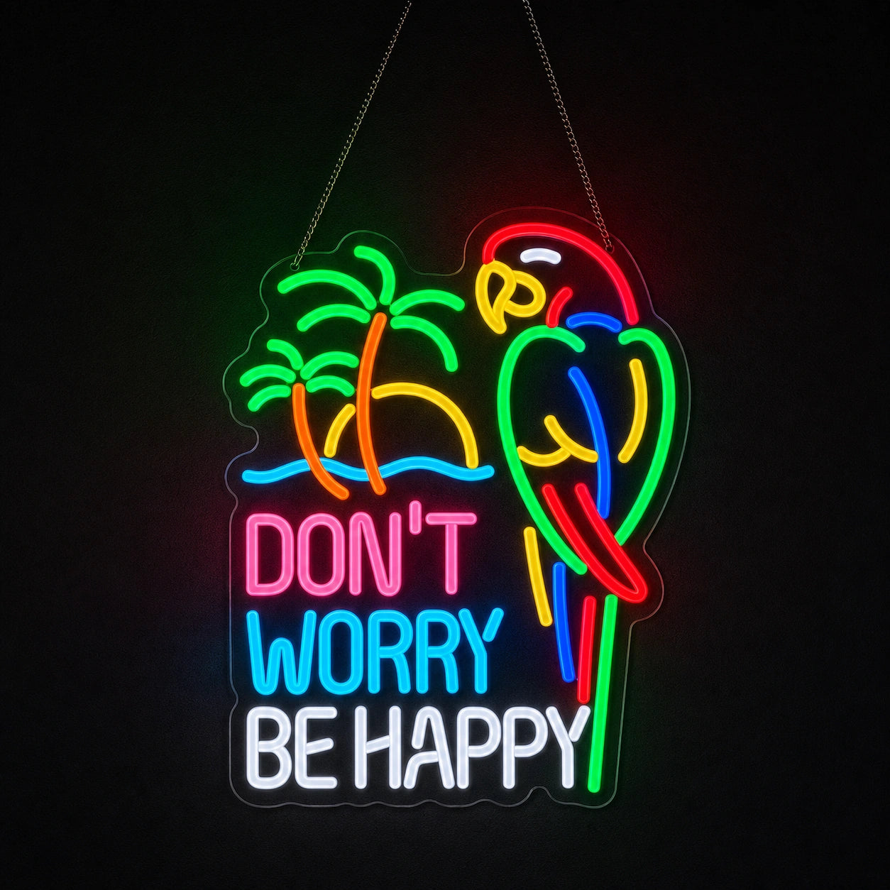 Dont Worry Be Happy LED Neon Sign Home Bar Wall Decoration main product image