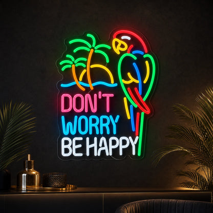 Dont Worry Be Happy LED Neon Sign Home Garage Wall Decoration high-converting product image