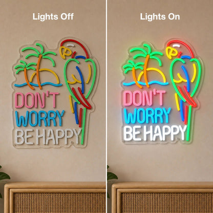 Dont Worry Be Happy LED Neon Sign Man Cave Neon Sign - Shineneon