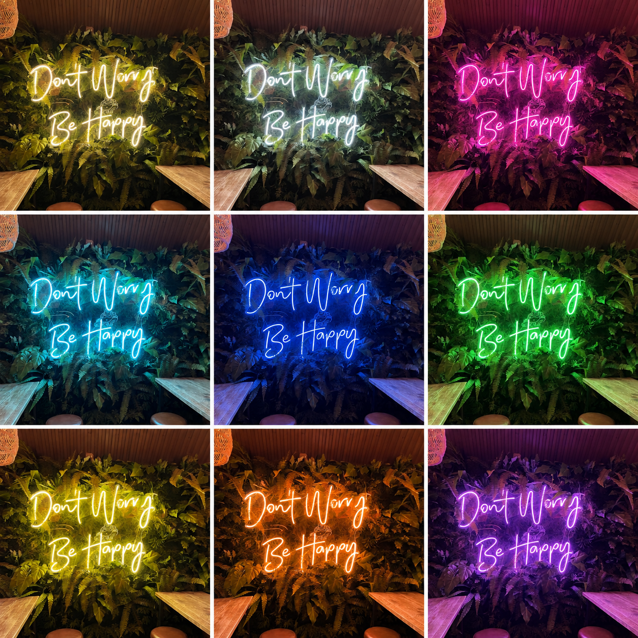 Don't Worry Be Happy LED Neon Sign Wall Neon Sign - 05 Color Grid