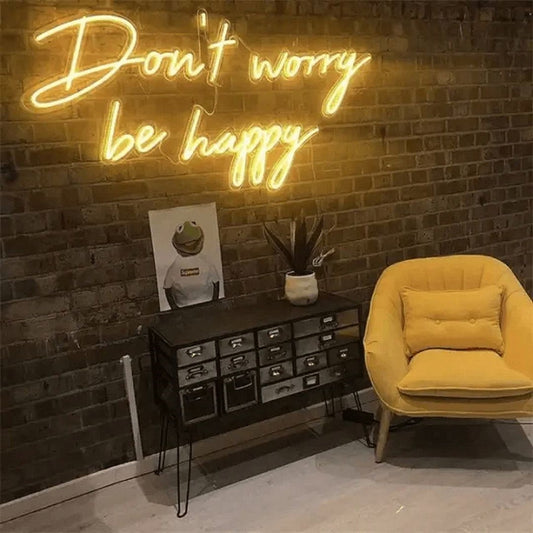 Dont Worry Be Happy Led Sign Business Neon Signs Wall Art