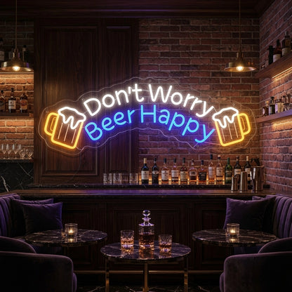 Don't Worry Beer Happy LED Neon Sign - 02 High-Converting Product Image