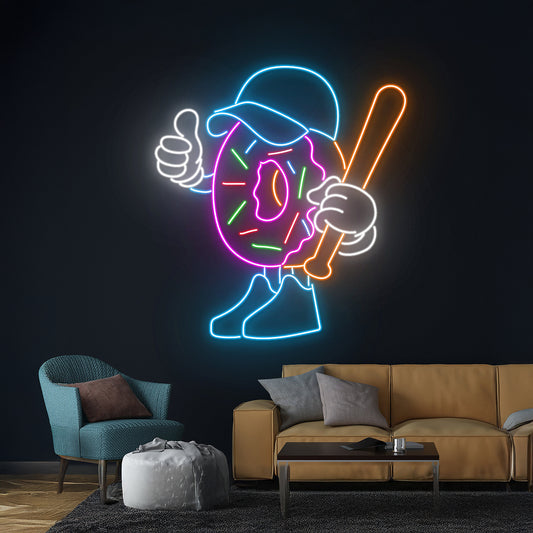 Donut Baseball Neon Light