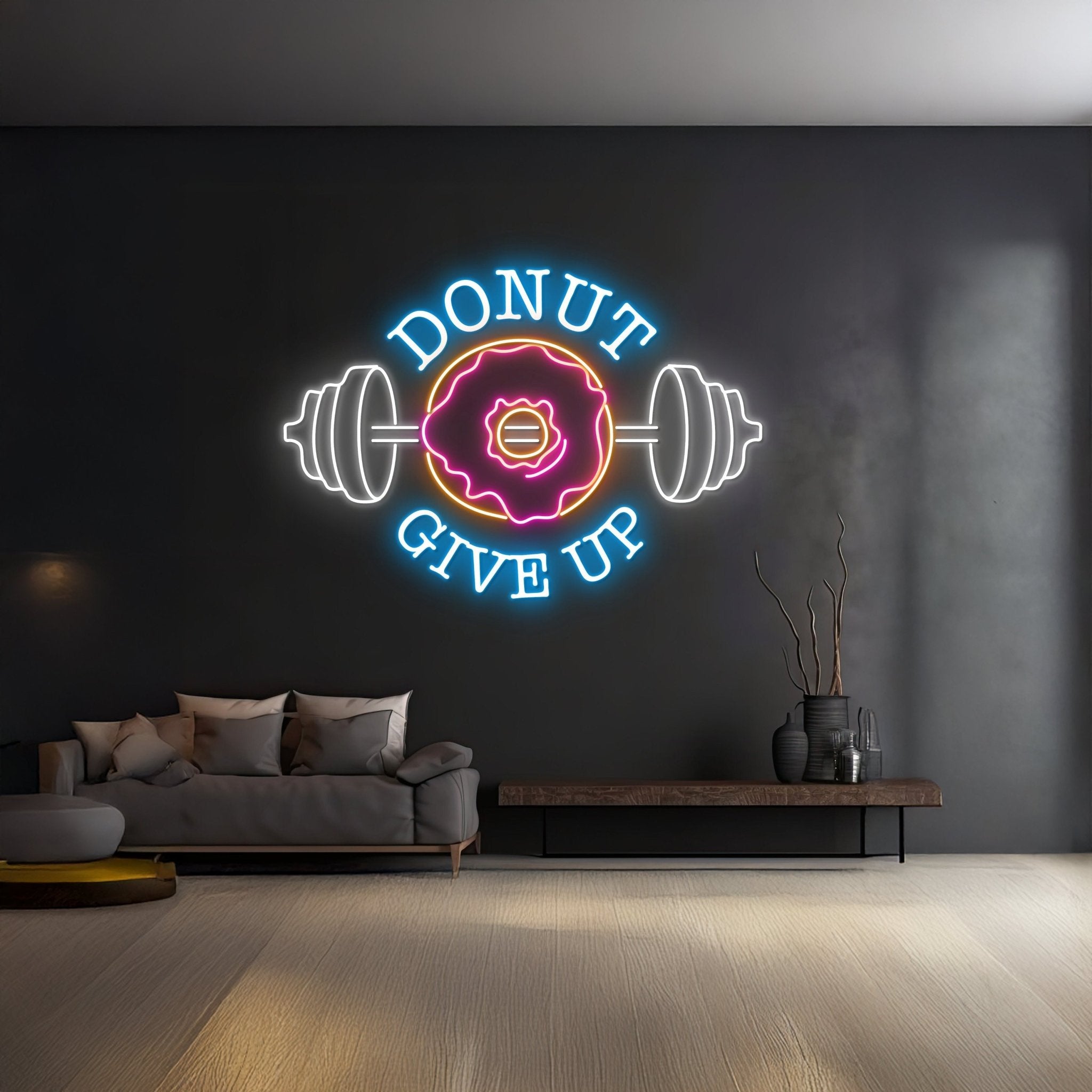 Donut Give Up Neon Light Donut Dumbbell Led Light - Shineneon