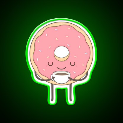 Donut Loves Coffee Snack Food Led Neon Sign Rgb Color