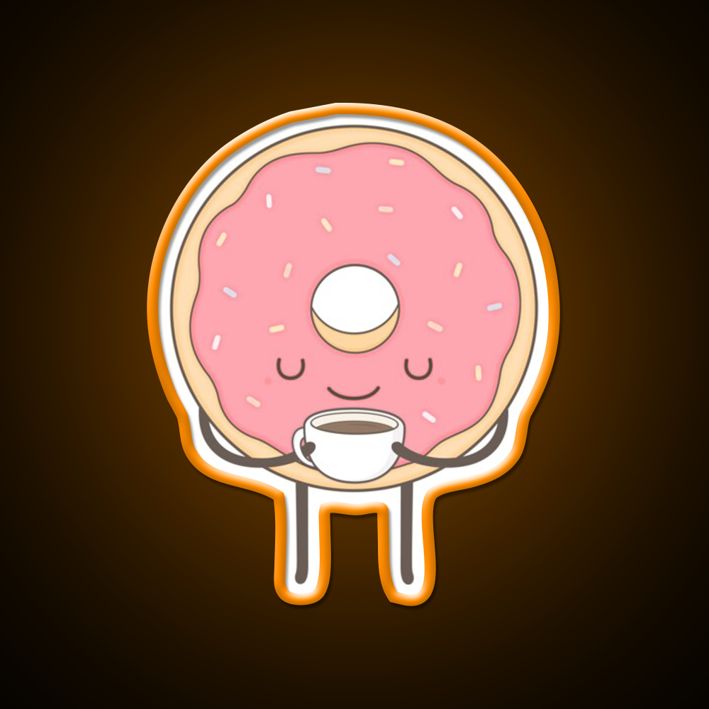 Donut Loves Coffee Snack Food Led Neon Sign Rgb Color