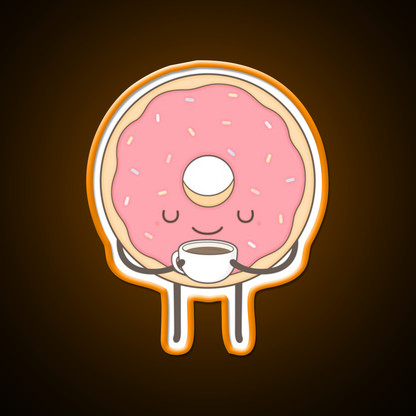 Donut Loves Coffee Snack Food Led Neon Sign Rgb Color