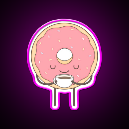Donut Loves Coffee Snack Food Led Neon Sign Rgb Color