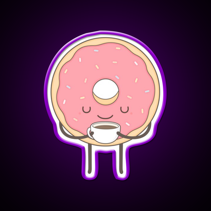 Donut Loves Coffee Snack Food Led Neon Sign Rgb Color