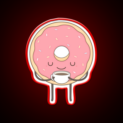 Donut Loves Coffee Snack Food Led Neon Sign Rgb Color